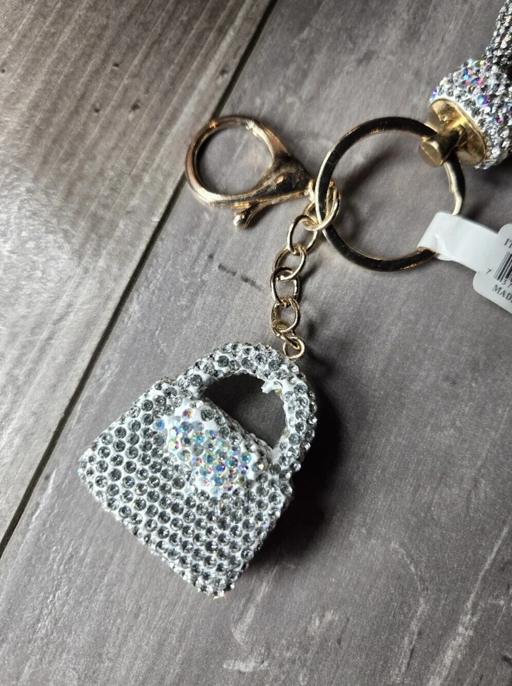 NWT Sparkling Crystal Loop Purse Keychain Wristlet - Silver Sparkle